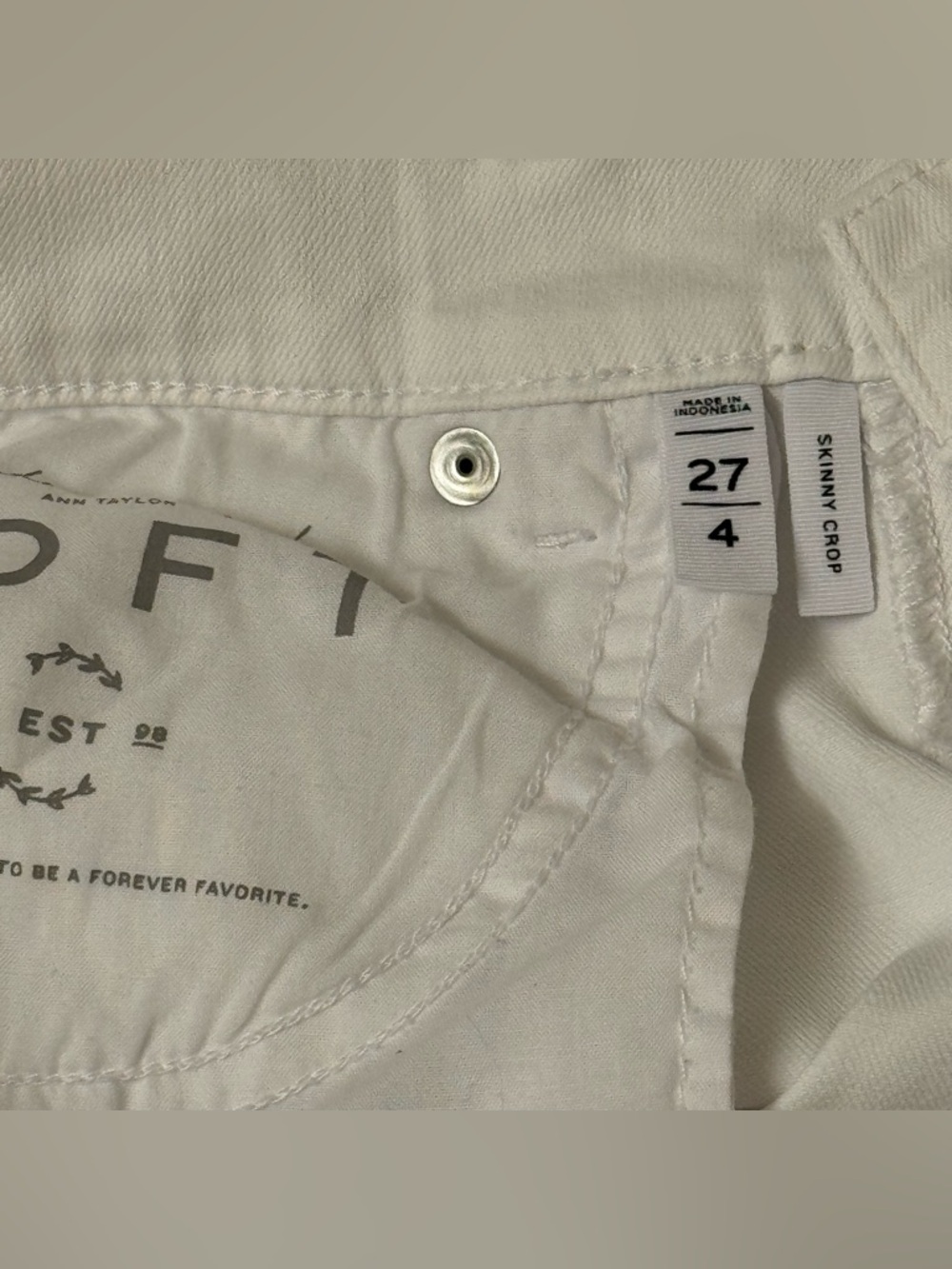 Loft Women's White Modern Skinny Crop Jeans Size 4 - Picture 4 of 6